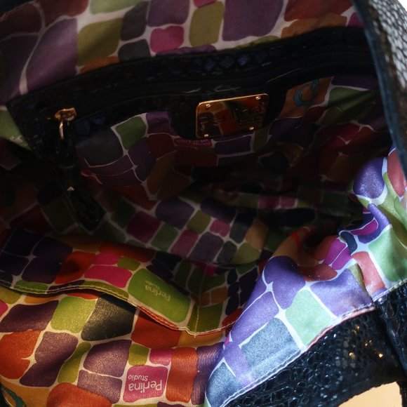 PERLINA STUDIO EMBOSSED PATENT  LEATHER HANDBAG * - Picture 9 of 10